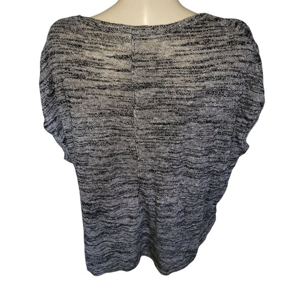 Pure Jill Womens 1X Black & White Marled Knit Short Sleeve Tunic‎ - Picture 5 of 5